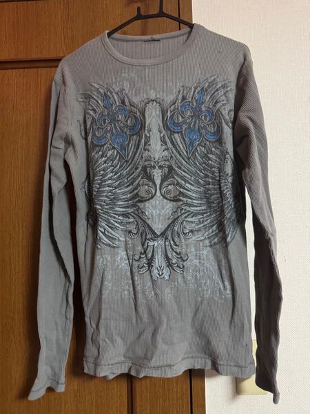 MMA Elite long sleeve thermal waffle shirt mens cross gray y2k