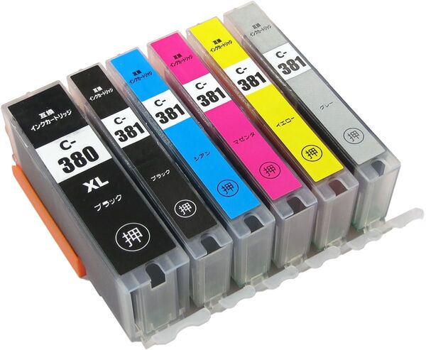 キャノン BCI -380XL+BCI- 381XL互換インク カートリッジ6色セット増量版 6本自由選択組み合わせ