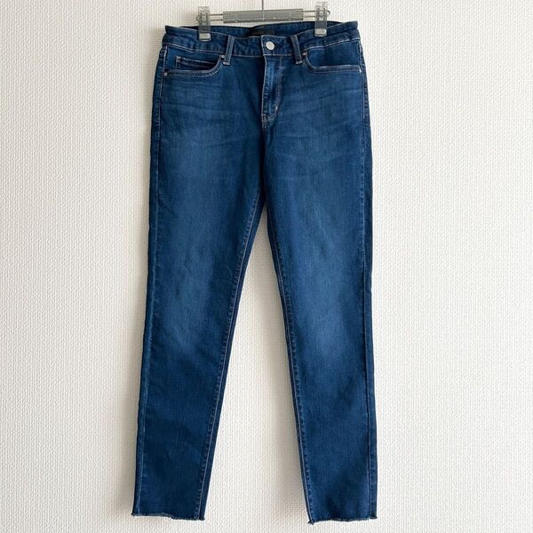 ユニクロUNIQLOウルトラストレッチジーンズ ダメージ デニム 丈70cm 未使用品 67BLUE 27インチ