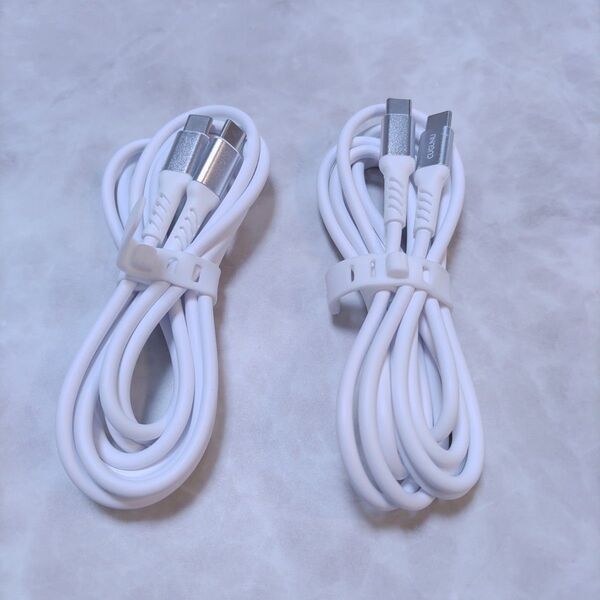 タイプCケーブル 2m×2本 ホワイト Type-C