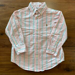  Ralph Lauren RALPH LAUREN long sleeve shirt beautiful goods Kids 100cm stripe pink 