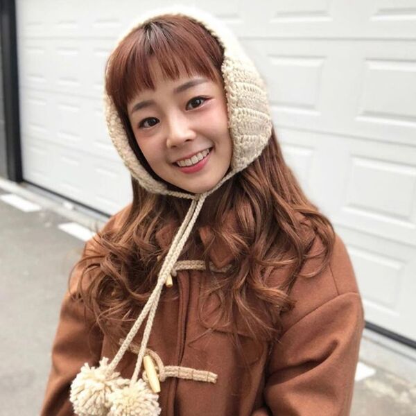 イヤマフラー 耳当て ヘッドフォン 耳 韓国 ベージュ 冬 防寒 ボンボン付き