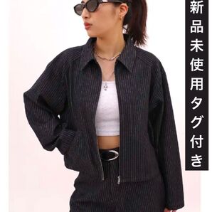 フーズフーギャラリー ストライプデニムブルゾン ブラック 長袖 アウター 新品