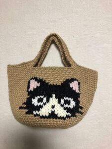 麻紐バッグ ハンドメイド ネコ