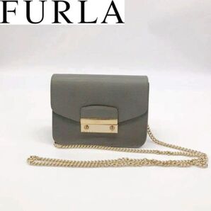 ☆美品☆FURLA フルラ グリーン チェーンショルダーバッグ ミニバッグ