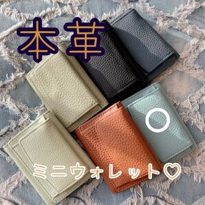 本革ミニウォレット ミニ財布 ライトブルー