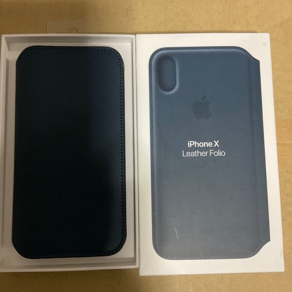 Apple (アップル) 純正品 iPhone X レザーフォリオ (leather Folio) 手帳型 コスモスブルー