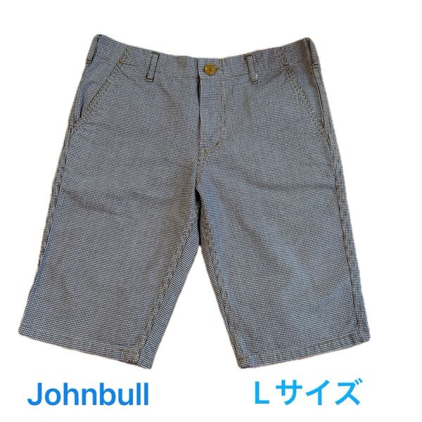 美品 メンズ 綿100 ハーフパンツ ショートパンツ 千鳥模様 生地しっかりめ ズボン