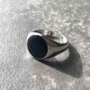 シルバーリング925 ブラック 印台 オープンリング