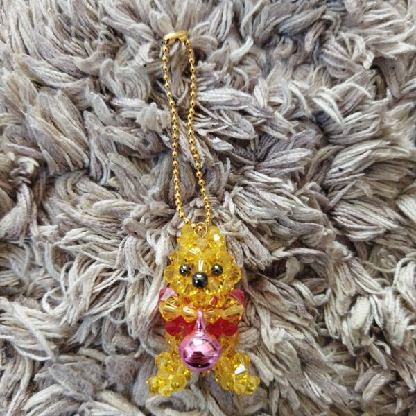 ハンドメイド くまのプーさん ビーズキーホルダー