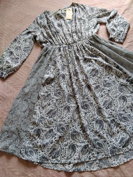 silent worth 春夏 グレー系 ペイズリー柄 上品なレース 新品 M〜L