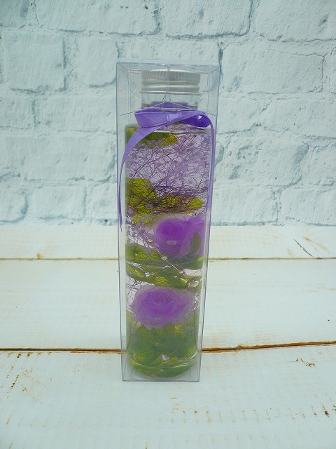 ★Great price reduction! Last one! Herbarium in clear case, handmade finished product, 2 roses, purple, round bottle, 150ml, small gift★, handmade works, interior, miscellaneous goods, ornament, object