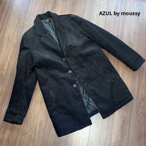 【美品】AZUL by moussy ブラック 黒 コーデュロイ 中綿コート M