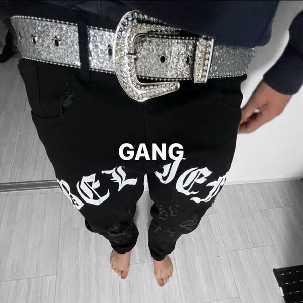 ラインストーン スキニー ベルト 海外 ラッパー Y2K trapstar アミル シルバー キラキラ