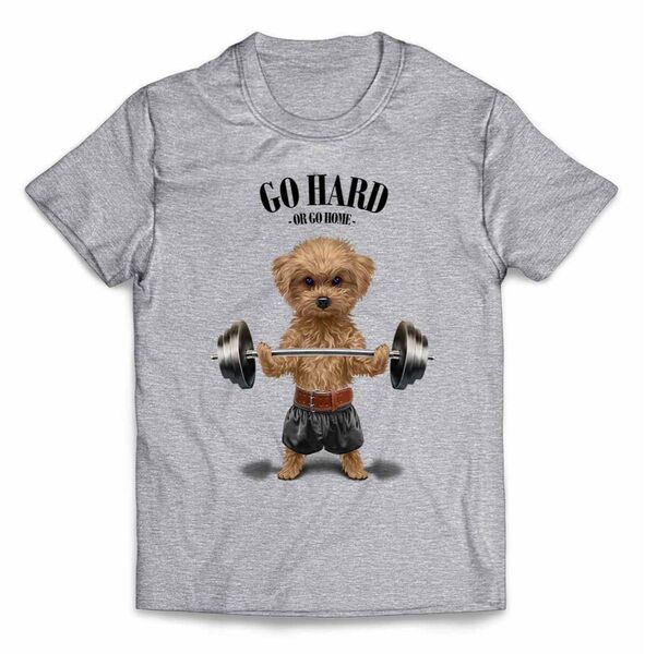 トイプードル 犬 いぬ 筋トレ 筋肉 ウエイトリフティング バーベル 半袖 Tシャツ メンズ レディース キッズ プリント