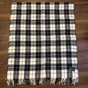 ストール 白×黒 clear チェック柄