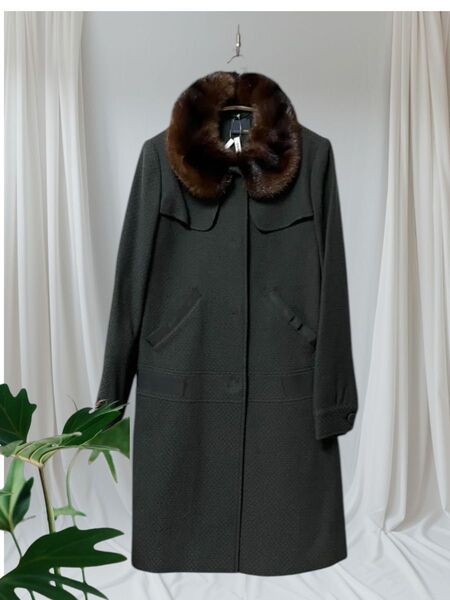 FENDI ミンク襟 ウールコート size42 軽量で温かい