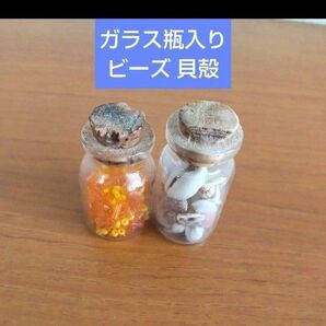 ビーズ 貝殻入り ガラス小瓶