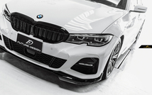 【FUTURE DESIGN】BMW 3シリーズ G20 G21 Mスポーツ フロントバンパー用リップスポイラー 本物Drycarbon ドライカーボン 艶あり黒 3点SET_画像1