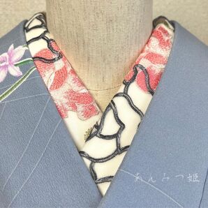 洗える刺繍半衿 ビッグローズ