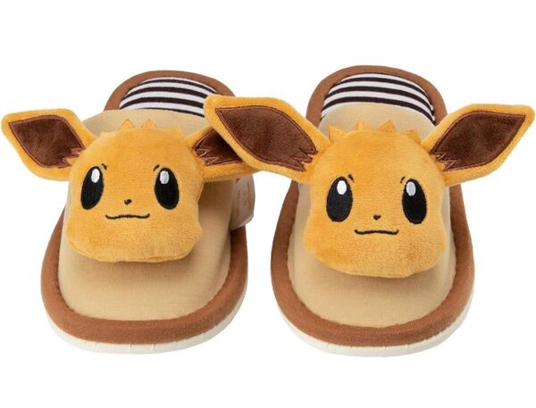 ポケモン スリッパ ルームシューズ ぬいぐるみ ポケットモンスター イーブイ 子供用 ブラウン ボーダー
