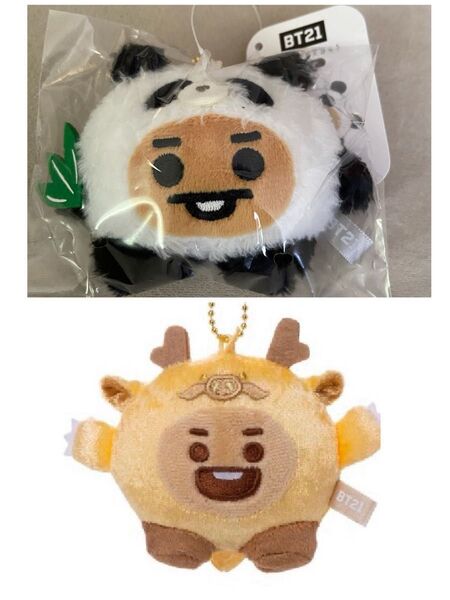 BT21 SHOOKY ドラゴン パンダ ファミマぬいぐるみバッジ 3点セット
