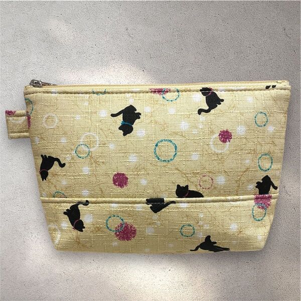 ポーチ 小物入れ ねこ 和風 新品未使用 ベージュ