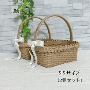 かご(SS:2個セット) 小さめのリングピロー入れ プレゼント用かご 小物入れ No.1