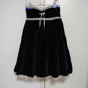 Fifi Chachnil レースリボン ベルベット スカート ブラック ピンク ベロア