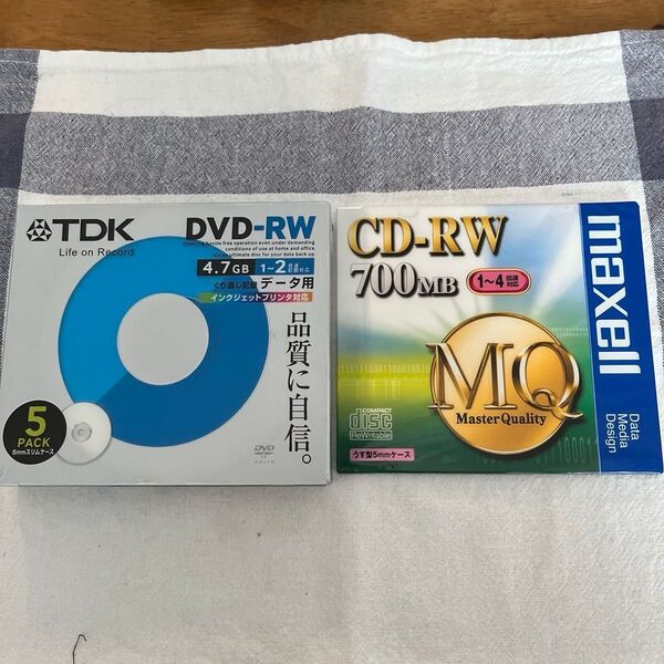 DVD-RW 5枚 CD-RW 1枚セット TDK maxell
