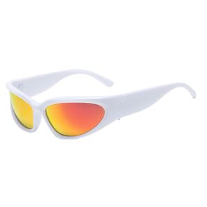 サングラス スポーツ 野球 uv400 超軽量 フルリムタイプ ロードバイク 白