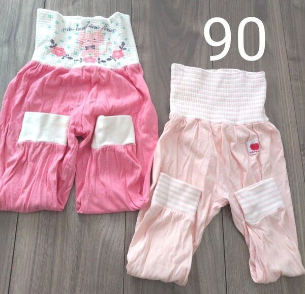 ベビー 子供 キッズ パジャマズボン パジャマ下 ズボン 部屋着 腹巻き 2枚セット 90