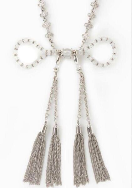 tanakadaisuke crystal ribbon chain necklace