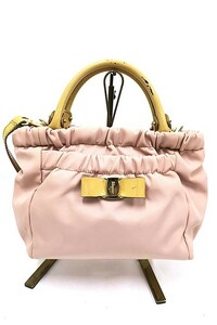 【中古】Salvatore Ferragamo サルヴァトーレ・フェラガモ バッグ 2WAYバッグ レディース ヴァラ リボン GG-21 C793 ピンク 難あり