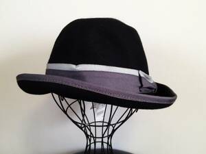 ★未使用タグ付き★Fine Quality Hat ファインクオリティハット★可愛いバイカラーの柔らかいボーラ―ハット★57.5cm★9000