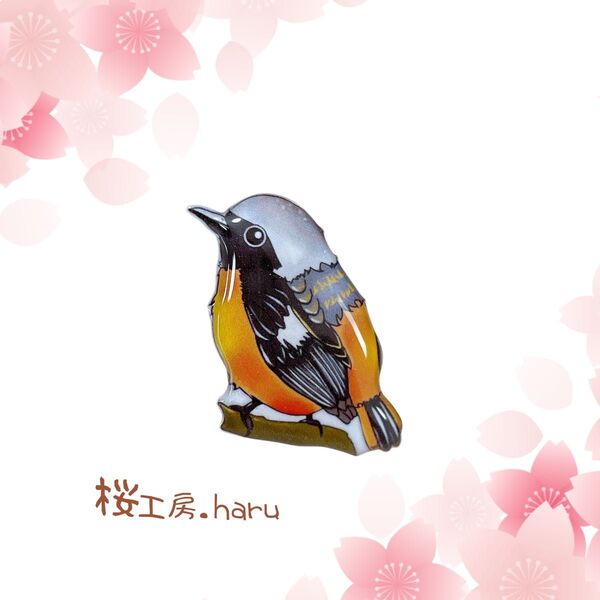 野鳥ピンバッジ ジョウビタキ ピンバッジ