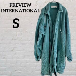 PREVIEW INTERNATIONAL 厚手 変形 コート S グリーン 古着 コート グリーン ジャケット 長袖