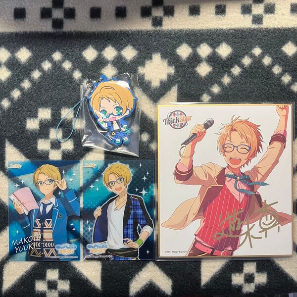 あんさんぶるスターズ 遊木真 ミニ色紙&ラバーストラップ&クリアカード セット あんスタ
