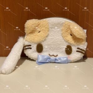 マシュマロみたいなふわふわにゃんこ フェイス形ポーチ サンリオねこの会