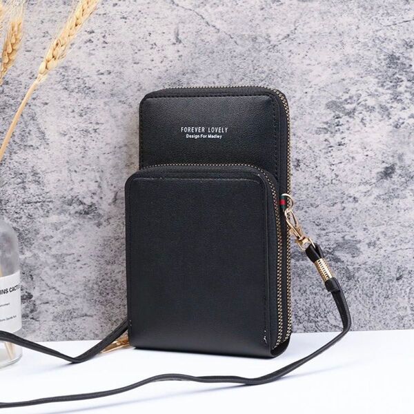 スマホポーチ 多機能 ブラック 斜め掛け ショルダーバッグ スマホショルダー スマホ ポーチ 黒 スマホショルダーバッグ