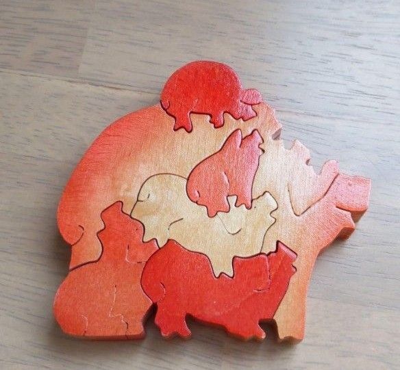 豚 木製 パズル