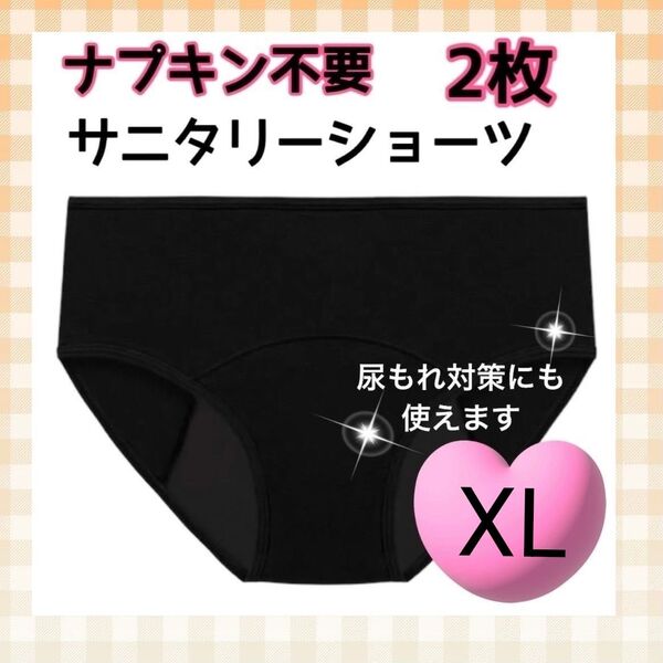 吸水ショーツ ナプキン不要 生理用ショーツ サニタリーショーツ XLサイズ 2枚