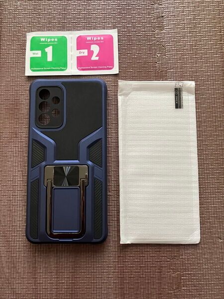 Galaxy A52 ケース 耐衝撃 全面保護 ブルー ブラック
