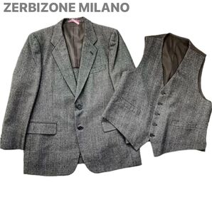 昭和レトロ古着【ZERBIZONE MILANO】上質な日本製/ウール/ジャケット&ベスト/ブレザー/背広/ テーラードジャケット