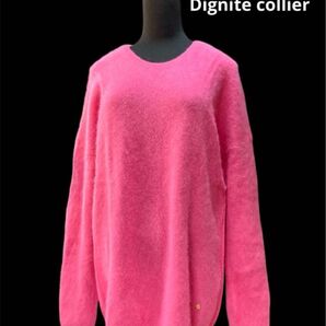【Dignite collier/ディニテコリエ】ふわふわモヘア♪素材切り替え/ゆったり ウールモヘアニット ウールセーター