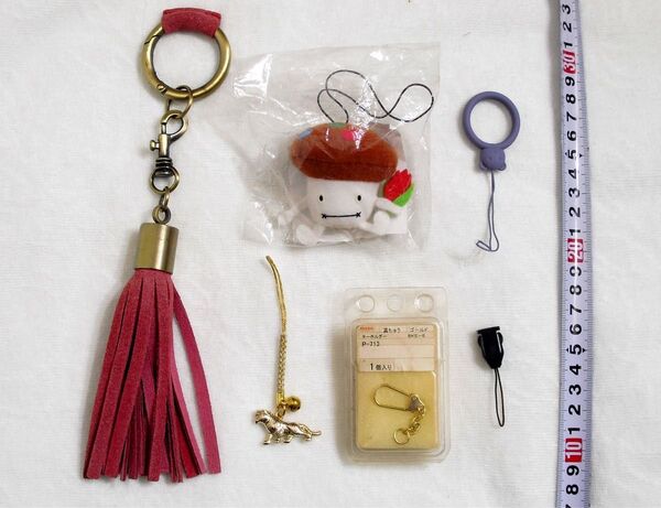 キーホルダー&ストラップ 6点 未使用あり◆本革 ドコモダケ 鈴虎