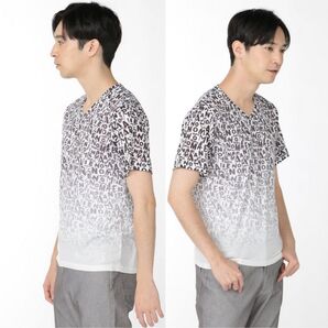【お急ぎ発送】renoma HOMME(レノマ オム)転写グラデーション Vネック半袖Tシャツ【サイズ】L(身丈69、肩巾43、身