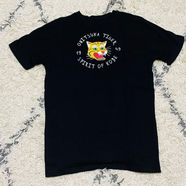 オニツカタイガー Tシャツ ブラック 黒 半袖Tシャツ ONITSUKATIGER
