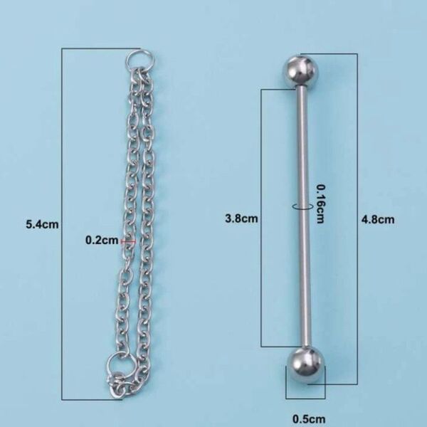新品 シルバー 14 インダストリアル チェーン 地雷 パンク バンド ボディピ ピアス アクセサリー メンズ レディース