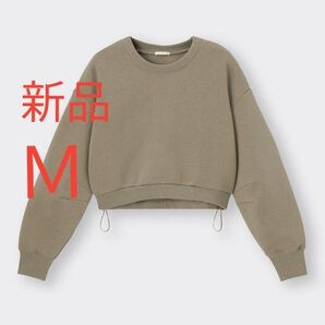 【新品未使用】【Mサイズ】 ジーユー ヘビーウェイトスウェットドローストリングプルオーバー オリーブ GU 裏起毛 スウェット